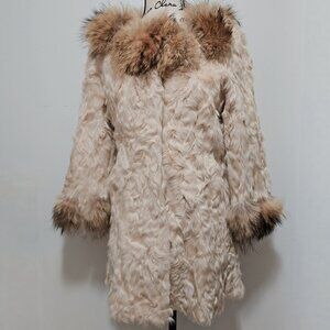 New Toscana Merino Sheepskin Shearling Coat Jacket LambFur Beige Ivory Cream Tan